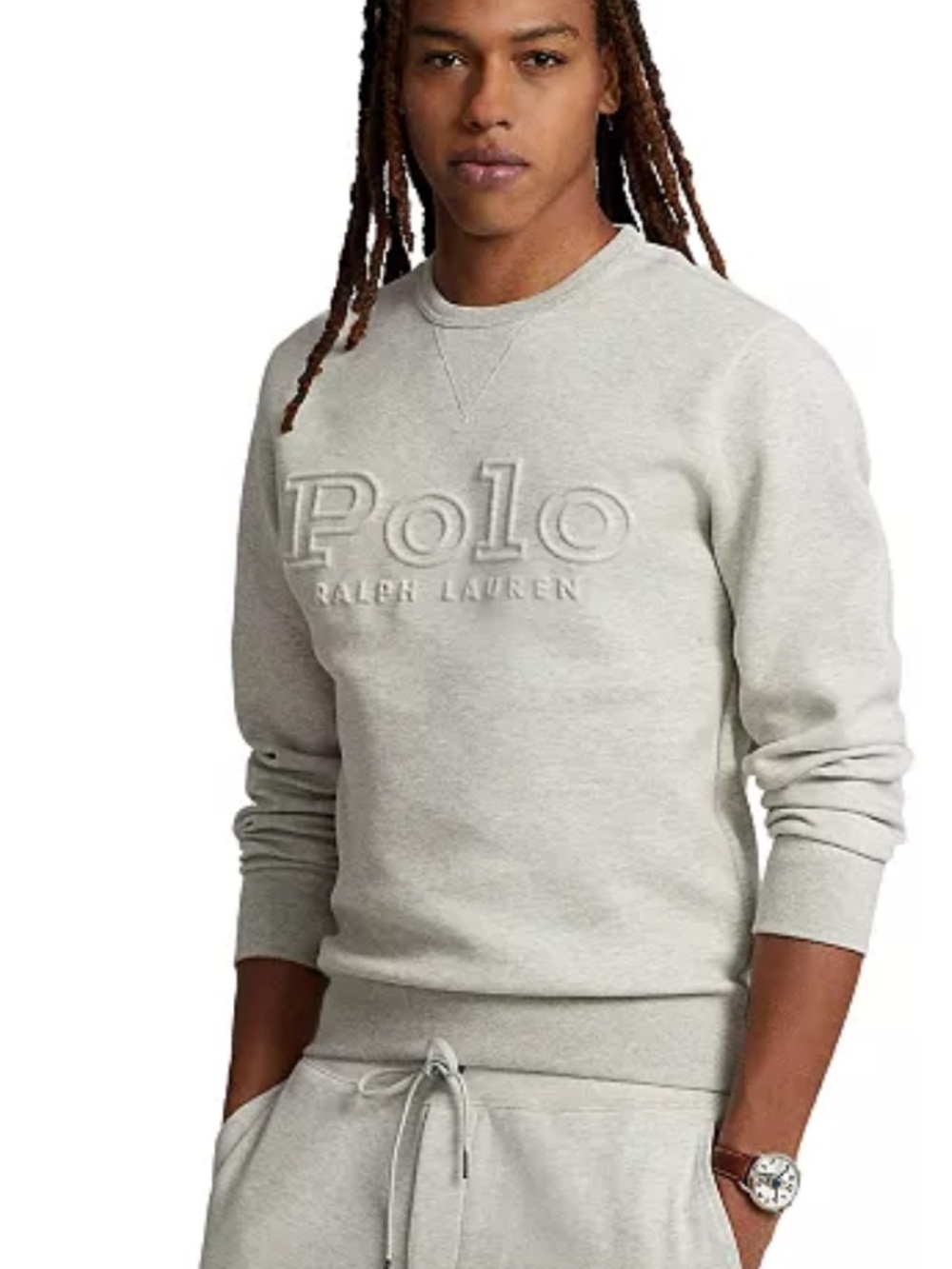 Polo Ralph Lauren HeatherGray Debossed Tonal Logo DoubleKnit Sweatshirt XXL*Flaw